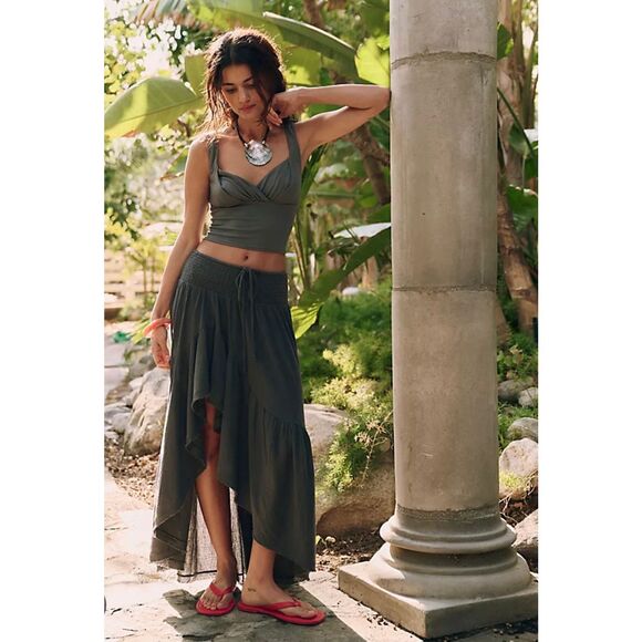 Free People Dresses & Skirts - Free People Free-est Island Girl Ruffle Slit Maxi Skirt